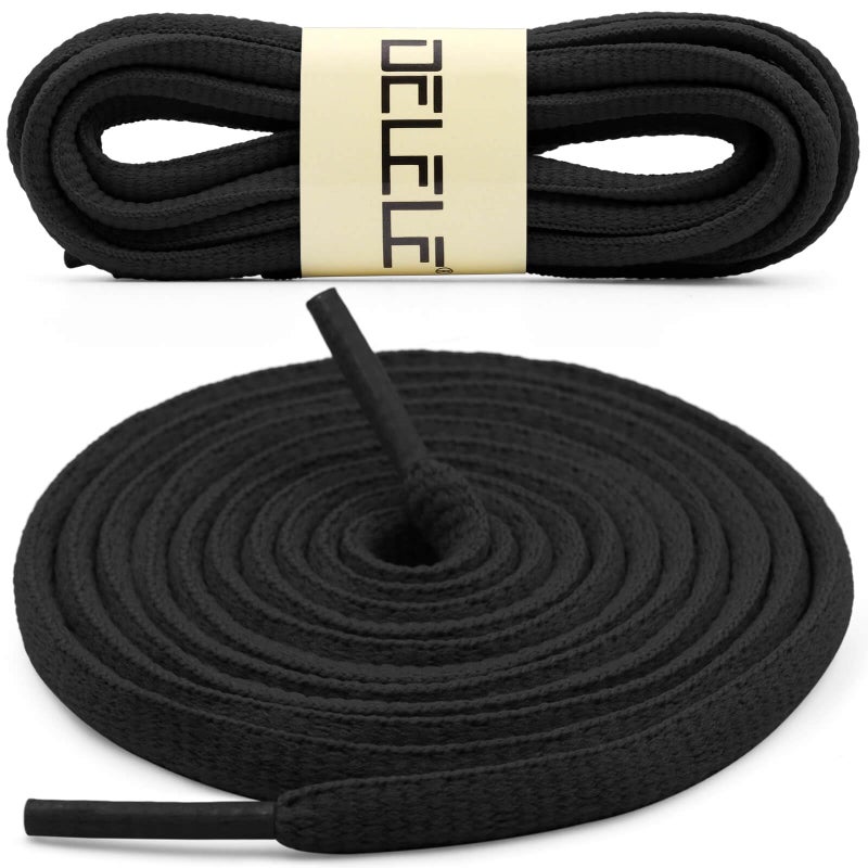 DELELE 2 Pair Oval Shoes laces Half Round 1/4" Athletic Shoelaces Shoe Strings Black 71 inch - Image 2